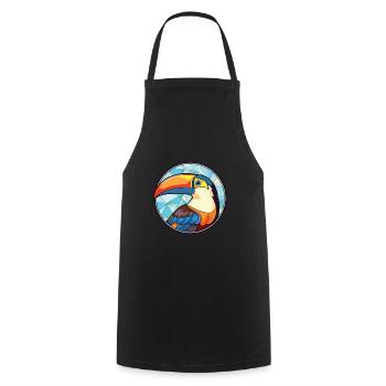 Toucan Colorful Watercolor Animal Pet Illustration - Cooking Apron - black - Front - AI Model Male 185 dark (185cm)