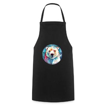Polar Bear Colorful Watercolor Animal Illustration - Cooking Apron - black - Front - AI Model Male 185 dark (185cm)