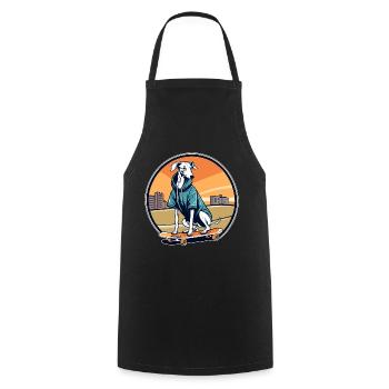 Cool Whippet on a Skateboard Wearing a Hoodie - Cooking Apron - black - Front - AI Model Male 185 dark (185cm)