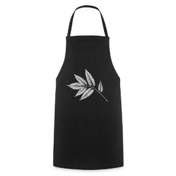 Leaf Ash - Nature & Forest Botanical - Cooking Apron - black - Front - AI Model Male 185 dark (185cm)