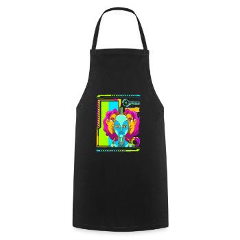 Cyberpunk Rétro Synthwave Futuriste - Tablier de cuisine - noir - Devant - AI Model Male 185 dark (185cm)