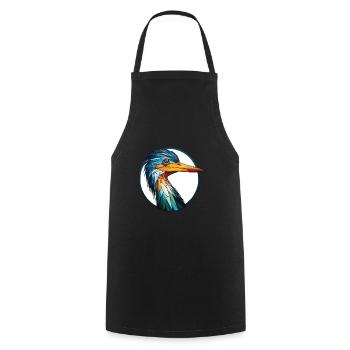 Kormoran bunte Aquarell-Tier-Illustration - Kochschürze - Schwarz - Vorne - AI Model Male 185 dark (185cm)