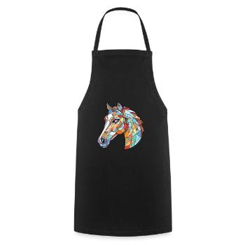 Cheval Aquarelle Colorée Animal Illustration D’animaux De Compagnie - Tablier de cuisine - noir - Devant - AI Model Male 185 dark (185cm)