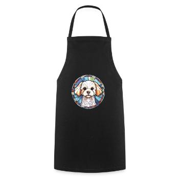 Bichon frisé race de chien Illustration à l’aquarelle - Tablier de cuisine - noir - Devant - AI Model Male 185 dark (185cm)