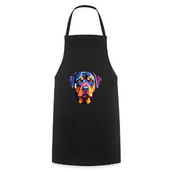 Rottweiler chien race aquarelle verre Illustration - Tablier de cuisine - noir - Devant - AI Model Male 185 dark (185cm)