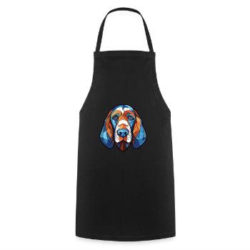 Bleu Gascogne Basset chien race aquarelle colorée - Tablier de cuisine - noir - Devant - AI Model Male 185 dark (185cm)