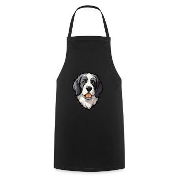 Landseer chien race dessin animé Kawaii Illustration - Tablier de cuisine - noir - Devant - AI Model Male 185 dark (185cm)