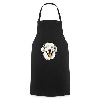 Kuvasz chien race dessin animé kawaii illustration - Tablier de cuisine - noir - Devant - AI Model Male 185 dark (185cm)