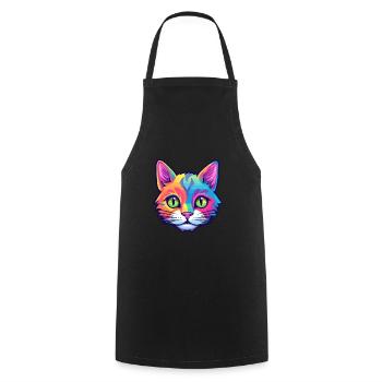 American Shorthair Cat Watercolor Cartoon Kawaii - Cooking Apron - black - Front - AI Model Male 185 dark (185cm)
