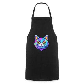 Britisch Kurzhaar Katze Aquarell Karikatur Kawaii - Kochschürze - Schwarz - Vorne - AI Model Male 185 dark (185cm)