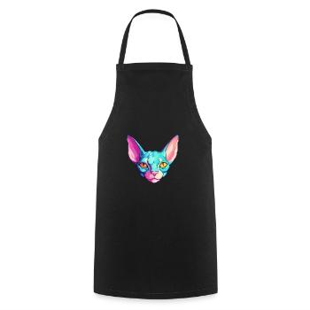 Sphynx Cat Breed Watercolor Cartoon Kawaii Pet - Cooking Apron - black - Front - AI Model Male 185 dark (185cm)