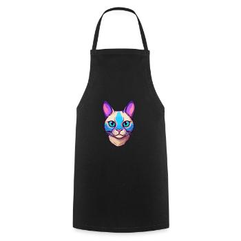 Siamesische Kurzhaarkatze Aquarell Karikatur Kawaii - Kochschürze - Schwarz - Vorne - AI Model Male 185 dark (185cm)