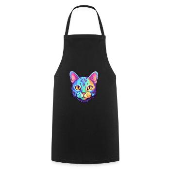 Scottish Shorthair Cat Watercolor Cartoon Kawaii - Cooking Apron - black - Front - AI Model Male 185 dark (185cm)