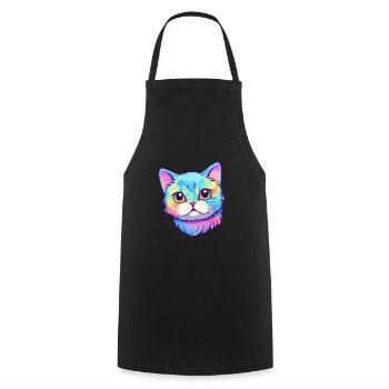 Brasilianische Kurzhaarkatze Aquarell Karikatur Kawaii - Kochschürze - Schwarz - Vorne - AI Model Male 185 dark (185cm)