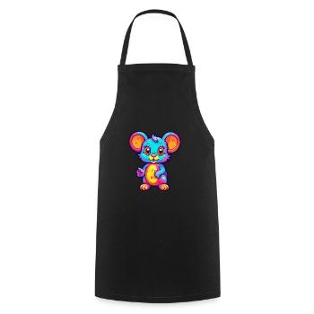 Mouse Colorful Watercolor Cartoon Kawaii Animal - Cooking Apron - black - Front - AI Model Male 185 dark (185cm)