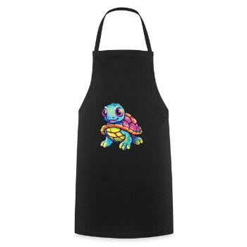 Schildkröte buntes Aquarell Cartoon Kawaii Tier - Kochschürze - Schwarz - Vorne - AI Model Male 185 dark (185cm)