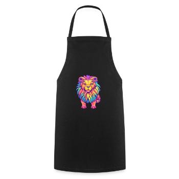 Lion Colorful Watercolor Cartoon Kawaii Animal - Cooking Apron - black - Front - AI Model Male 185 dark (185cm)