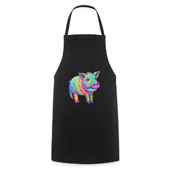 Cochon Aquarelle Colorée Dessin Animé Kawaii Animal - Tablier de cuisine - noir - Devant - AI Model Male 185 dark (185cm)