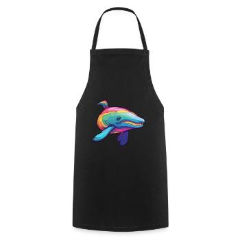 Wal bunte Aquarell-Karikatur Kawaii-Tier - Kochschürze - Schwarz - Vorne - AI Model Male 185 dark (185cm)