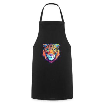 Tiger Colorful Watercolor Cartoon Kawaii Animal - Cooking Apron - black - Front - AI Model Male 185 dark (185cm)