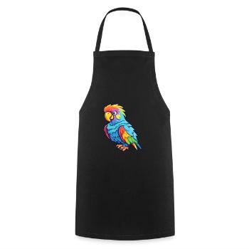 Parrot Colorful Watercolor Cartoon Kawaii Animal - Cooking Apron - black - Front - AI Model Male 185 dark (185cm)