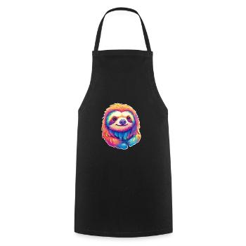 Faultier buntes Aquarell Cartoon Kawaii Tier - Kochschürze - Schwarz - Vorne - AI Model Male 185 dark (185cm)