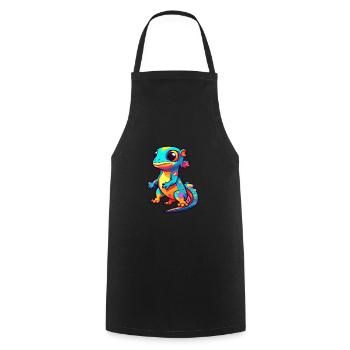 Salamander Colorful Watercolor Cartoon Kawaii Anim - Cooking Apron - black - Front - AI Model Male 185 dark (185cm)