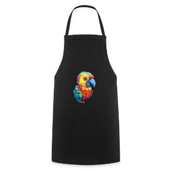 Parrot Colorful Watercolor Cartoon Kawaii Animal - Cooking Apron - black - Front - AI Model Male 185 dark (185cm)