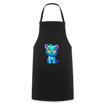 Katze buntes Aquarell Cartoon Kawaii Tier - Kochschürze - Schwarz - Vorne - AI Model Male 185 dark (185cm)