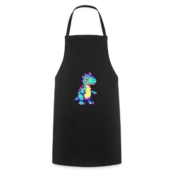 Dinosaurier buntes Aquarell Cartoon Kawaii Tier - Kochschürze - Schwarz - Vorne - AI Model Male 185 dark (185cm)