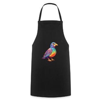 Perdrix Aquarelle Colorée Dessin Animé Kawaii Anima - Tablier de cuisine - noir - Devant - AI Model Male 185 dark (185cm)