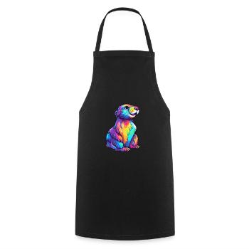 Otter Colorful Watercolor Cartoon Kawaii Animal - Cooking Apron - black - Front - AI Model Male 185 dark (185cm)