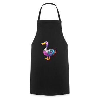 Goose Colorful Watercolor Cartoon Kawaii Animal - Cooking Apron - black - Front - AI Model Male 185 dark (185cm)