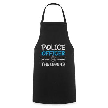 Policewoman Right Sheriff Handcuffs - Cooking Apron - black - Front - AI Model Male 185 dark (185cm)