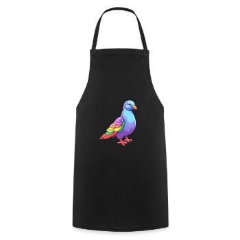 Pigeon Aquarelle Colorée Dessin Animé Kawaii Animal - Tablier de cuisine - noir - Devant - AI Model Male 185 dark (185cm)