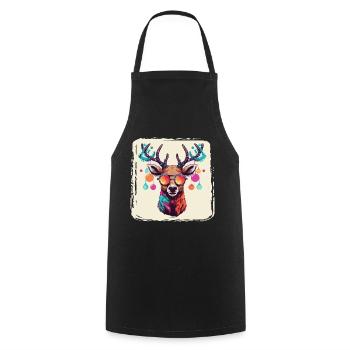 Reindeer with Christmas baubles and hat - Cooking Apron - black - Front - AI Model Male 185 dark (185cm)