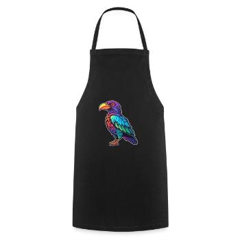 Crow Colorful Watercolor Cartoon Kawaii Animal - Cooking Apron - black - Front - AI Model Male 185 dark (185cm)