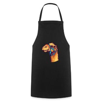 Camel Colorful Watercolor Cartoon Kawaii Animal - Cooking Apron - black - Front - AI Model Male 185 dark (185cm)