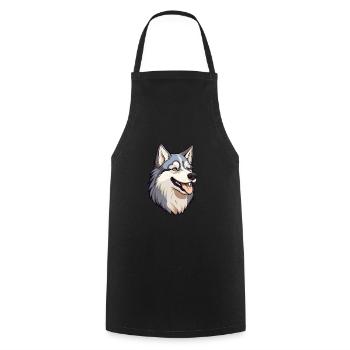 Alaskan Husky Hunderasse Cartoon Kawaii Illustratio - Kochschürze - Schwarz - Vorne - AI Model Male 185 dark (185cm)