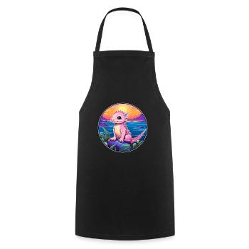 Axolotl Aquarelle Colorée Dessin Animé Kawaii Animal - Tablier de cuisine - noir - Devant - AI Model Male 185 dark (185cm)