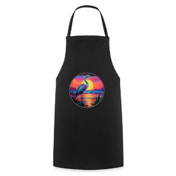 Avocet Colorful Watercolor Cartoon Kawaii Animal - Cooking Apron - black - Front - AI Model Male 185 dark (185cm)