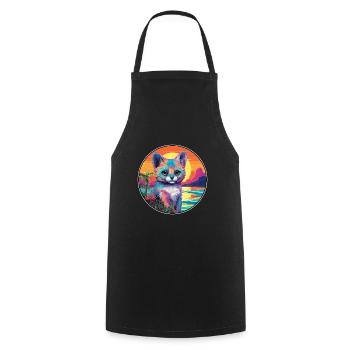 Aye Aye Bunte Aquarell-Karikatur Kawaii-Tier - Kochschürze - Schwarz - Vorne - AI Model Male 185 dark (185cm)