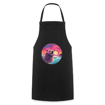 Bear Colorful Watercolor Cartoon Kawaii Animal - Cooking Apron - black - Front - AI Model Male 185 dark (185cm)