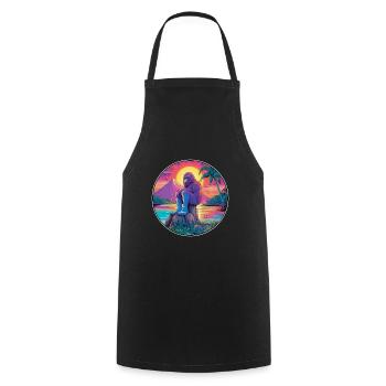 Big Foot Colorful Watercolor Cartoon Kawaii Animal - Cooking Apron - black - Front - AI Model Male 185 dark (185cm)