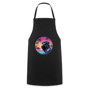 Bonobo Colorful Watercolor Cartoon Kawaii Animal - Cooking Apron - black - Front - AI Model Male 185 dark (185cm)