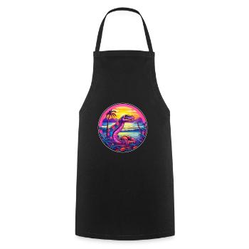 Schlange bunte Aquarell-Karikatur Kawaii-Tier - Kochschürze - Schwarz - Vorne - AI Model Male 185 dark (185cm)