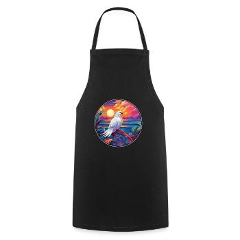 Dove Colorful Watercolor Cartoon Kawaii Animal - Cooking Apron - black - Front - AI Model Male 185 dark (185cm)