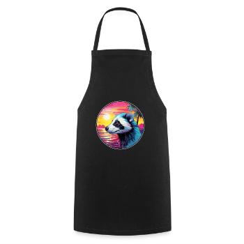 Skunk Coloré Aquarelle Dessin Animé Kawaii Animal - Tablier de cuisine - noir - Devant - AI Model Male 185 dark (185cm)