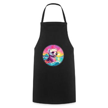 Ferret Colorful Watercolor Cartoon Kawaii Animal - Cooking Apron - black - Front - AI Model Male 185 dark (185cm)