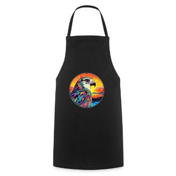 Falcon Colorful Watercolor Cartoon Kawaii Animal - Cooking Apron - black - Front - AI Model Male 185 dark (185cm)